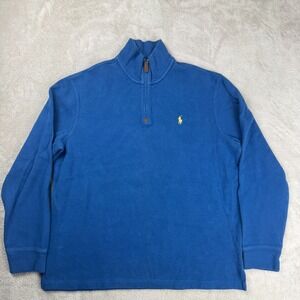Polo Ralph Lauren Quarter Zip Pull Over Jacket Mens L Blue‎ Preowned